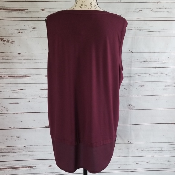 NWT Apt. 9 burgundy embellished tiered hi low tank - Picture 4 of 7